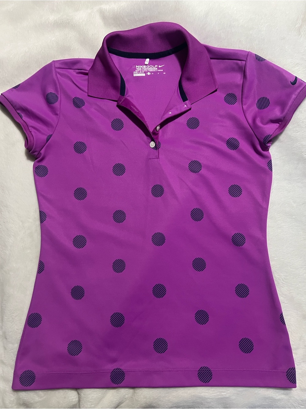 Nike Golf Women’s Purple Polo Top with Polka Dot Print